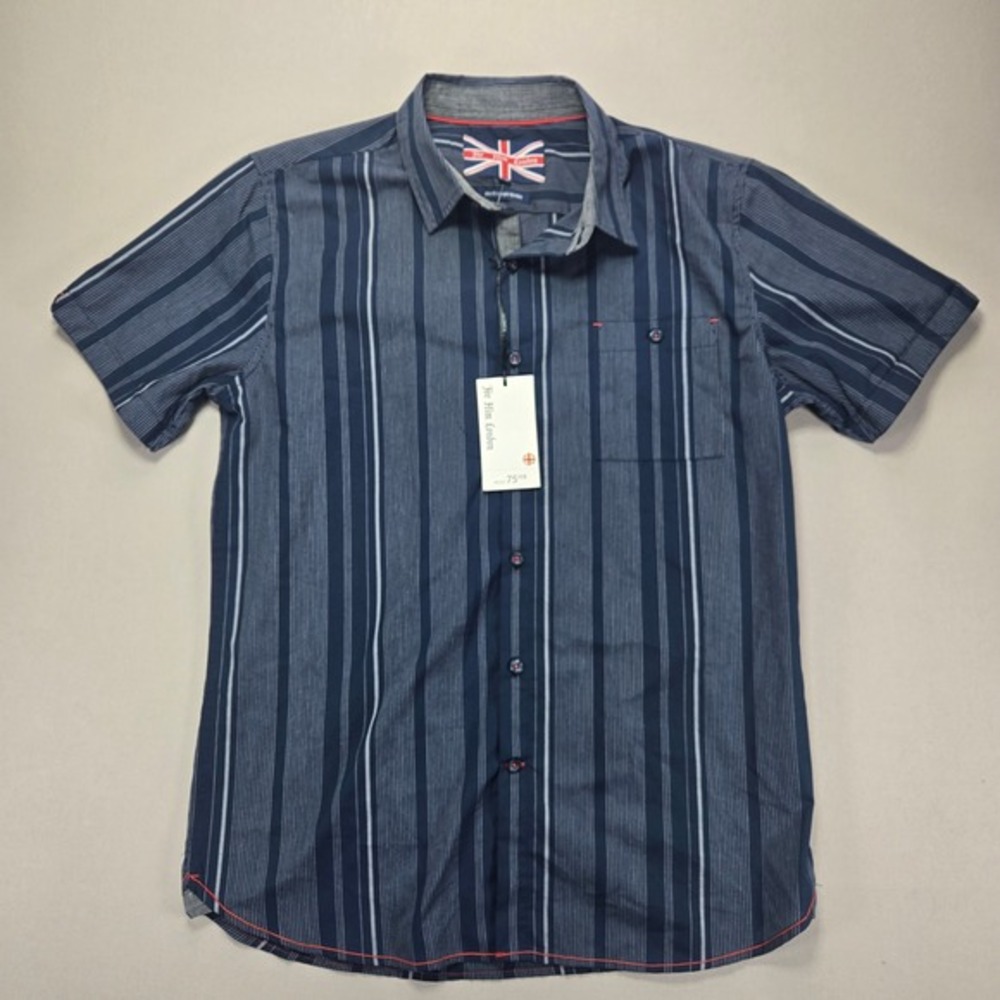 For Him London Striped Slim‎ Fit Short Sleeve Button Up Shirt, Large
